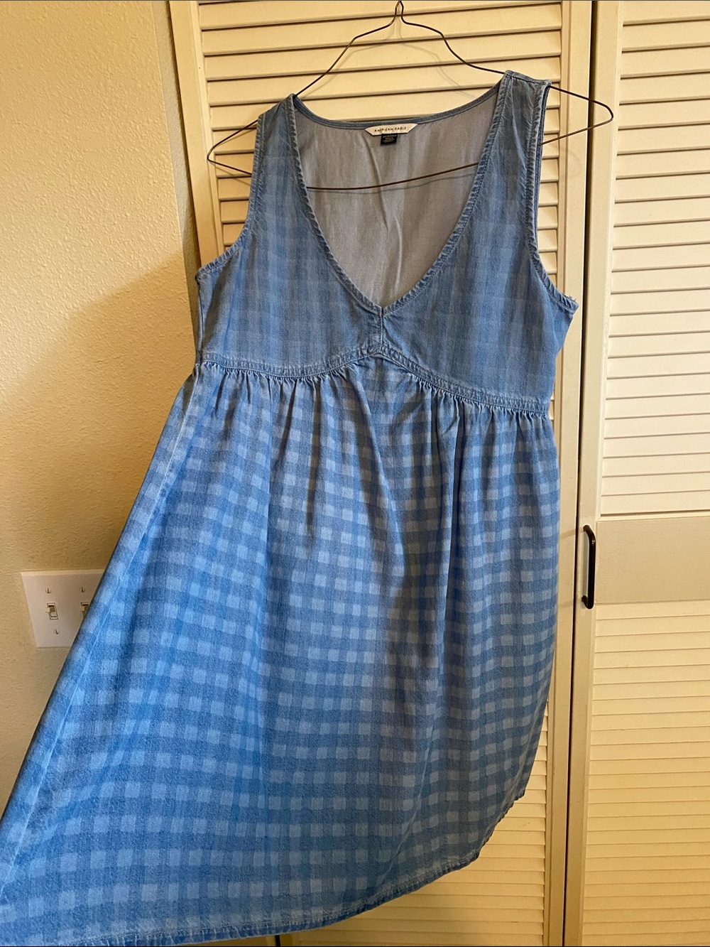 American Eagle Outfitters Light Blue Check Mini Dress